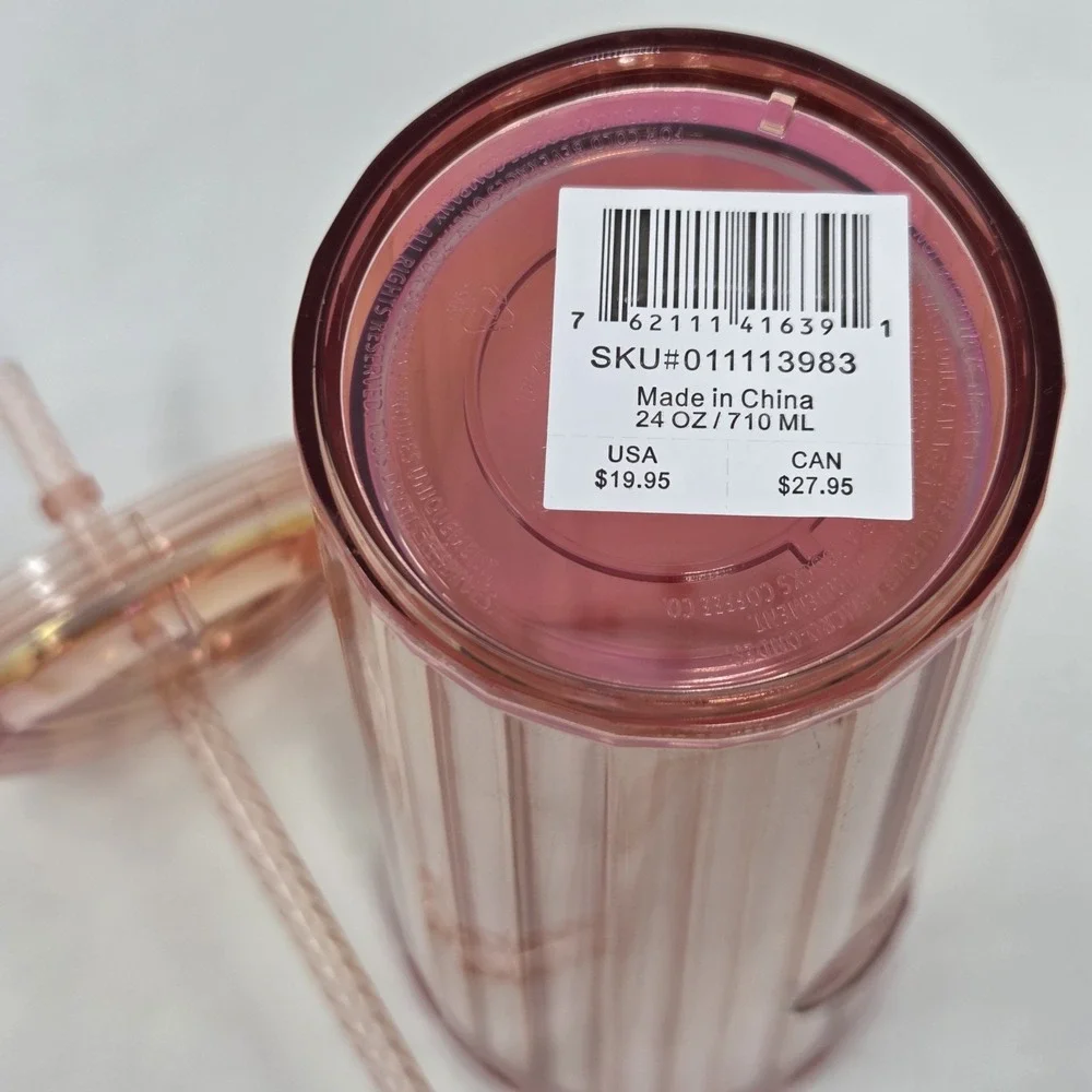 Starbucks Tumbler 2020 Summer Rose Gold Iridescent Kaleidoscope Dome Lid‎